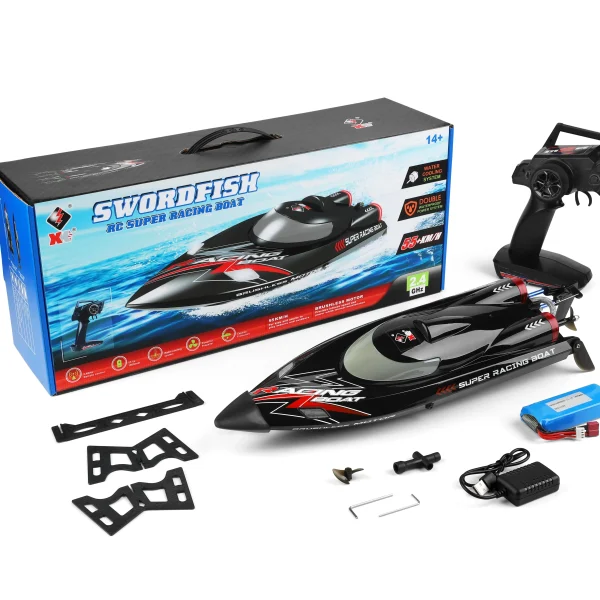 XK Wltoys WL916 High Speed RC Boat 2.4GHz 4CH Waterproof 55KM/H Black Brushless Boat