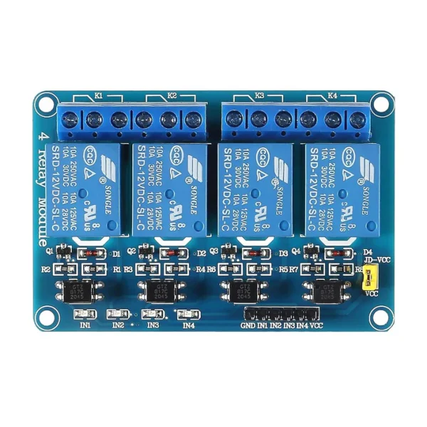 4 Channel DC 12V Relay Module with Optocoupler for PIC AVR DSP ARM Arduino - NA191